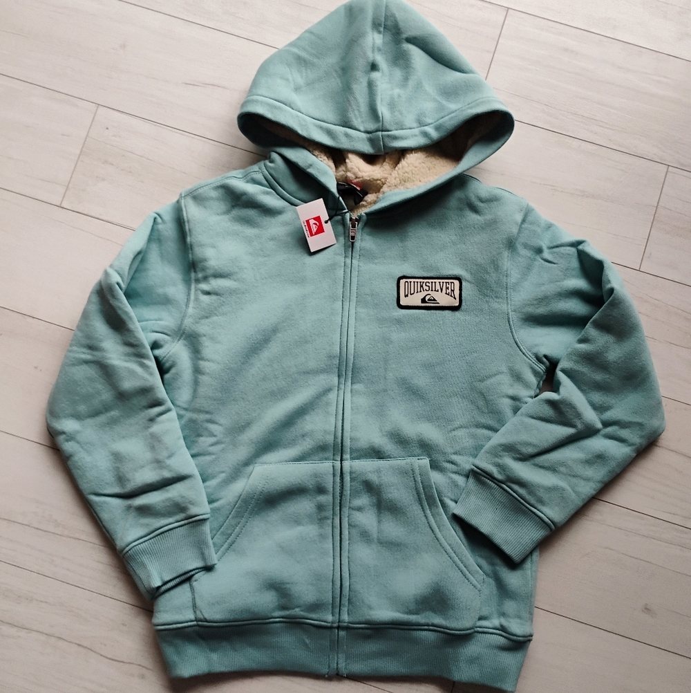 QUIKSILVER NEW Sherpa Lined Full Zip Hoodie Jacket
